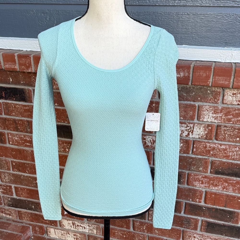 Intimately Free People Clean Lines Long Sleeve Top Harbor Grey M/L Seamless NWT